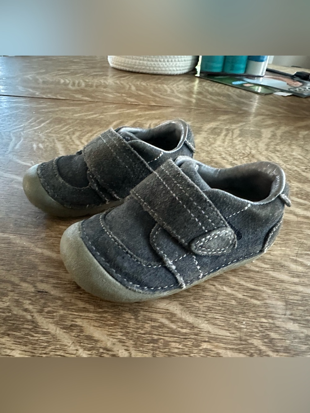 Stride Rite Toddler Blue Gray Suede Velcro Shoes